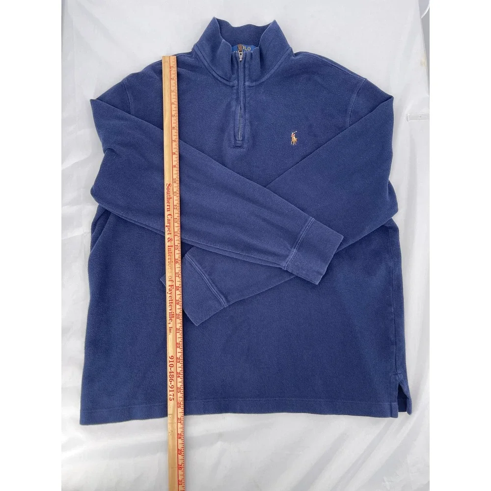 Polo Ralph Lauren Estate Rib Quarter Zip Pullover Mens L Navy Cotton
